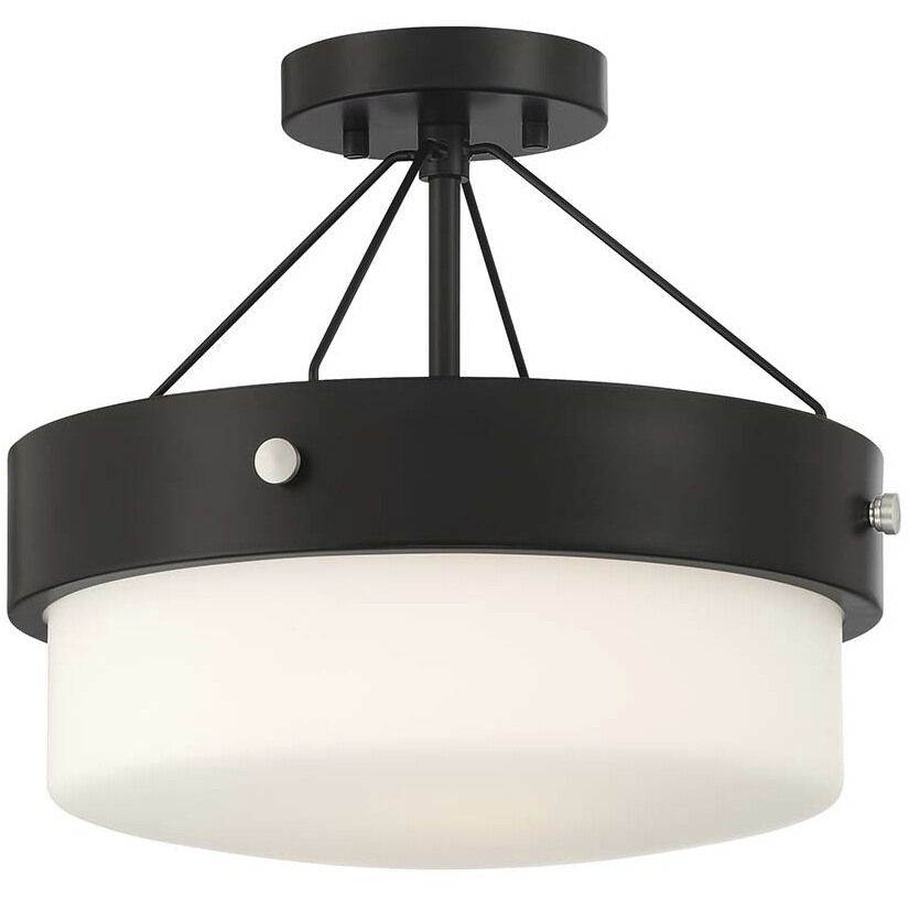 Oak Street 2 Light 13 inch Flat Black Convertible Semi Flush Ceiling Light